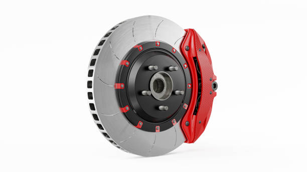 istock Brake Disc and Red carbon fiber Calliper 1285950360