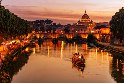 The Tiber River and St. Peters Basilica in Rome