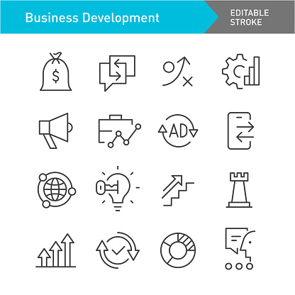 Business Development Line Icon (Editable Stroke)