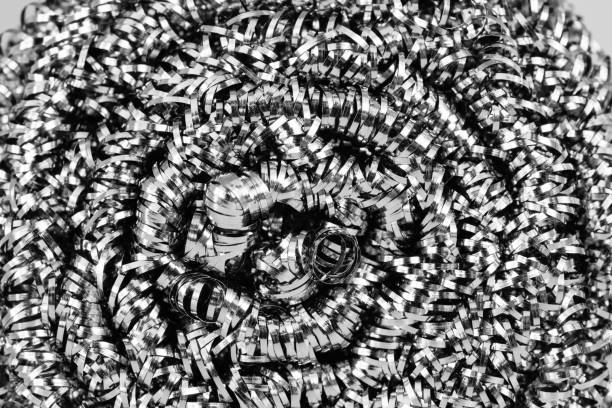 Single new unused wire sponge cleaner macro close up shot front view.