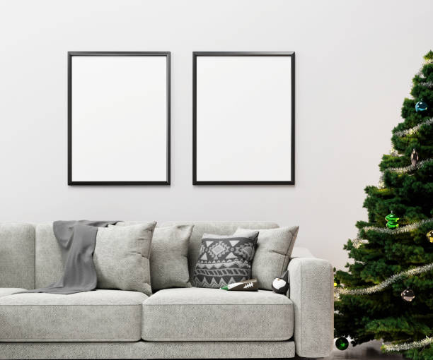 istock Living Room Christmas interior in Scandinavian style.3d render 1285955318