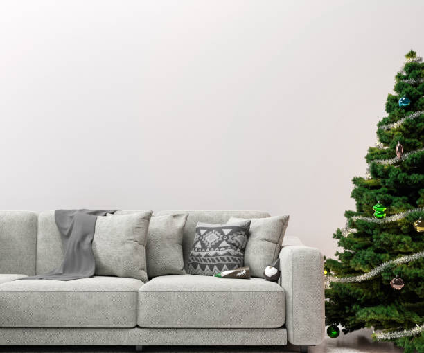 istock Living Room Christmas interior in Scandinavian style.3d render 1285955368