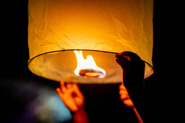 istock Release lantern on night time for ceremony and tradition 1285958101
