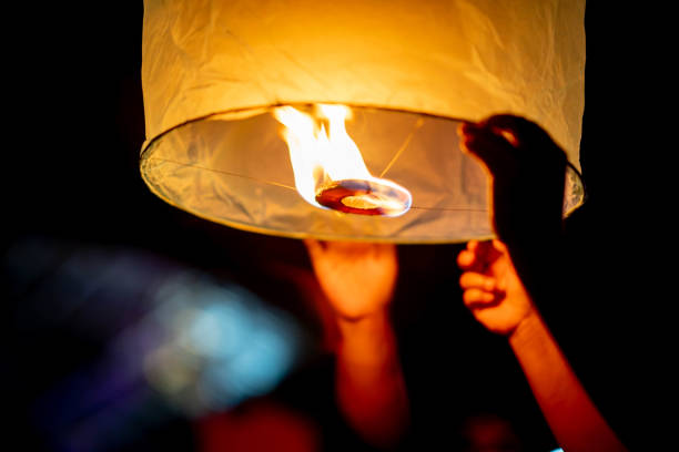 istock Release lantern on night time for ceremony and tradition 1285958118