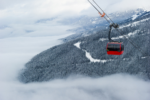 cable car in a mountain area, France.