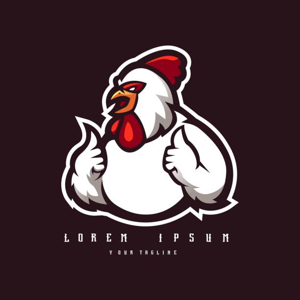 chicken logo Chicken mascot logo design template chicken thumbs up design stock illustrations