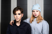 teenage boy and girl in gothic look