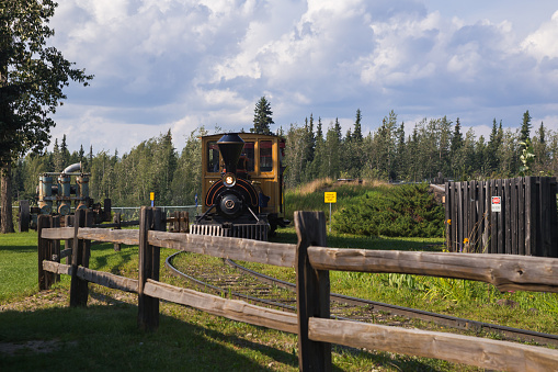 Fairbanks, Alaska - July 16th, 2016: Recreational railroad in Pioneer Park