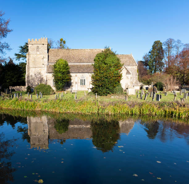 istock Small Rural Church Reflected In Water 1285966609
