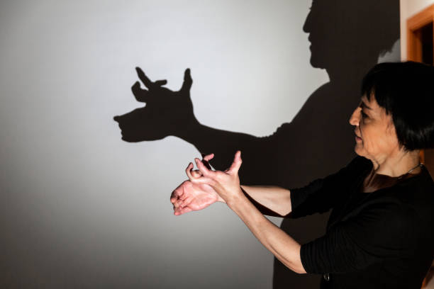 play shadow projected against a white background, rudolph reindeer