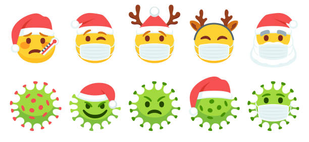 Christmas Covid emoji vector art illustration