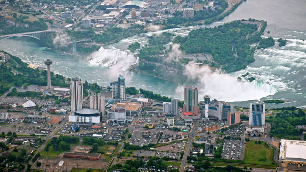 istock View of Niagara Falls with city 1285969583