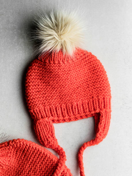 Red bobble hat, bobble cap, Red Stocking Hat, Winter Stocking Hat, Warm Winter Hat,