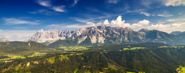 marvelous landscape of dachstein - dirndl traditional clothing austria traditional culture imagens e fotografias de stock