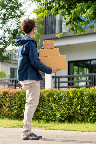 istock Delivery man in new normal concept. 1285973233