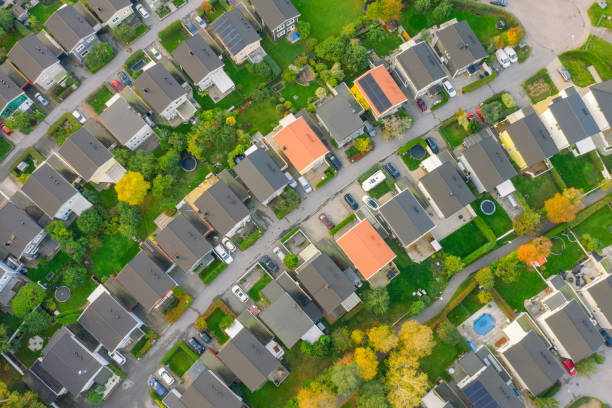 istock Houses and backyards from above 1285975210