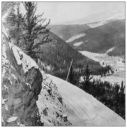 Antique black and white photo of the United States: Rocky Mountains