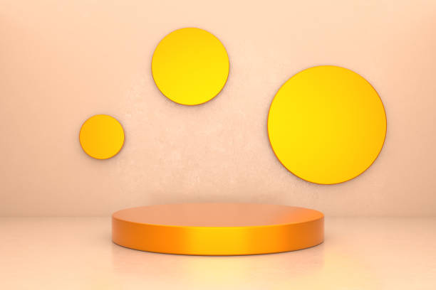 istock Podium with abstract shapes in the background 1285981828