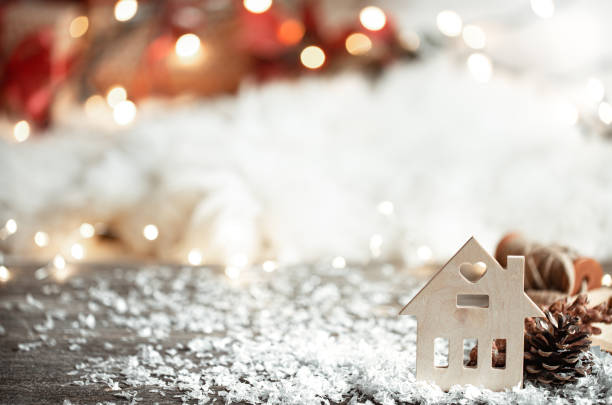 istock Abstract christmas background with decor detail and snow copy space. 1285984033
