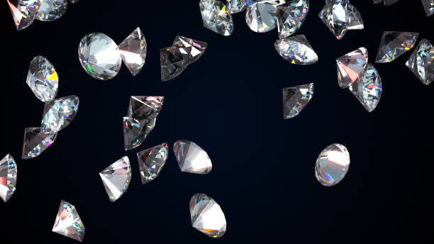 cayendo diamantes grandes, generados por computadora. 3d render de hermoso fondo - demasiado grande fotografías e imágenes de stock