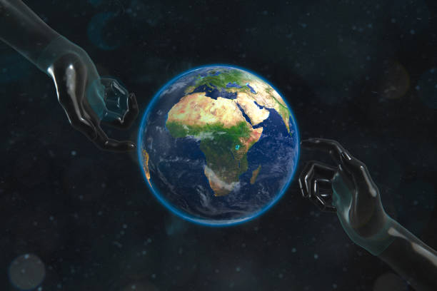 istock Earth View From Space Global communication network . 5g LTE mobile web, global WiFi connection, Internet of Things (IoT) technology or blockchain fintech stock photo. Earth in Space with Geometric Network Polygon Graphic and Connected Lines. stock photo 1285986364
