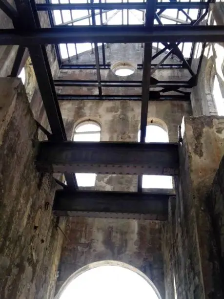 Interior of retired gold mine pump house