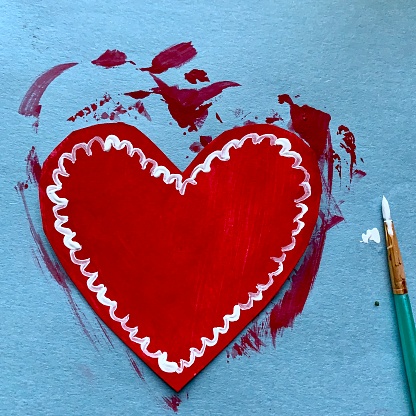 Simple painted red valentine heart