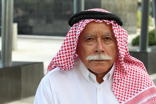 Arabic grandfather wearing a turban.