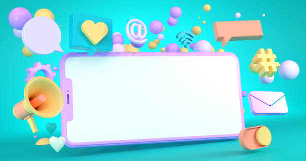 istock 3d rendering of phone mockup and social icon. 1285990279
