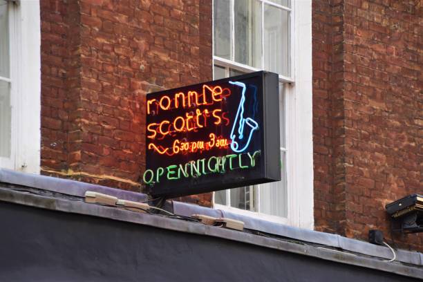 Ronnie Scott's Jazz Club, Soho, London London, United Kingdom - November 16 2020: Ronnie Scott's Jazz Club exterior neon sign detail brixton photos stock pictures, royalty-free photos & images