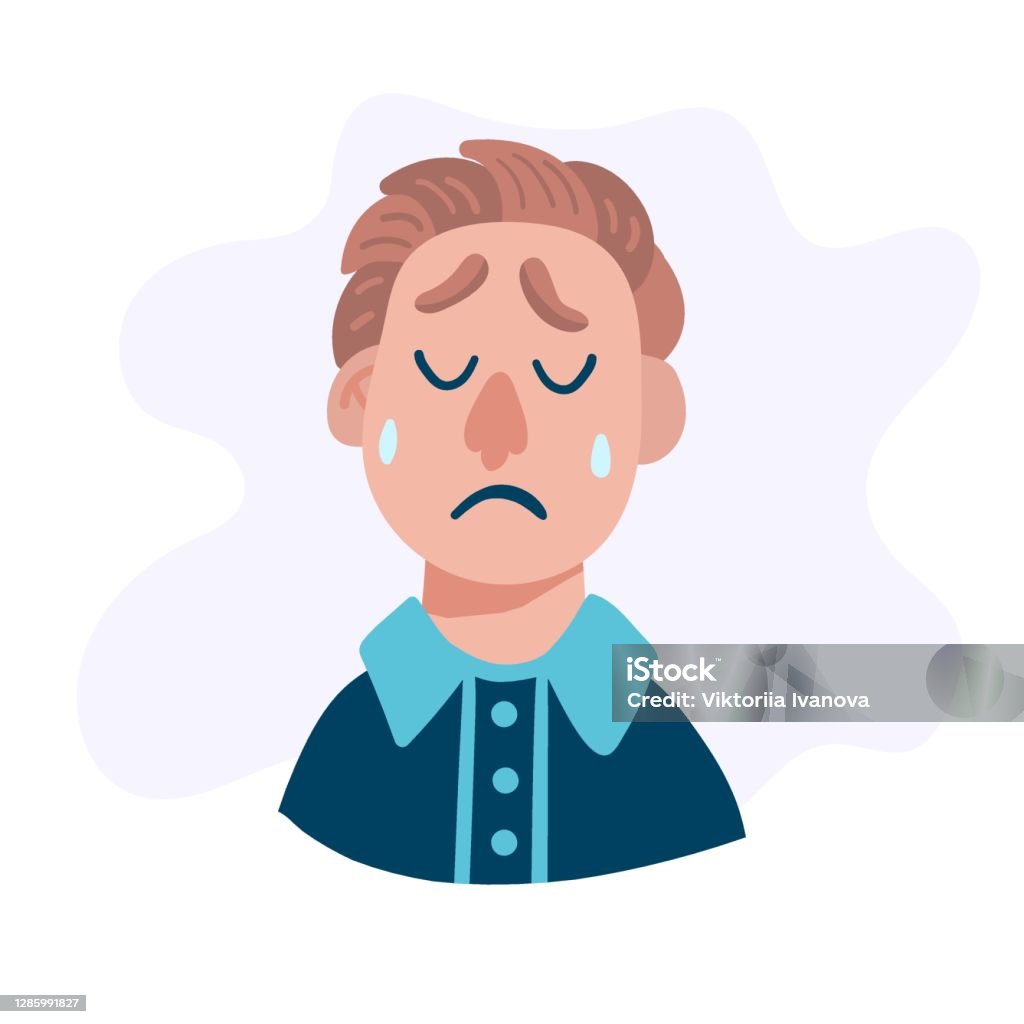 Đầu Người Đàn Ông Buồn Nhân Vật Hoạt Hình Người Lớn Nước Mắt Và ...