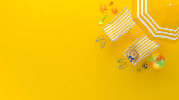 istock Top view, beach travel summer holiday vacation concept background with copy space, 3d rendering 1285992990