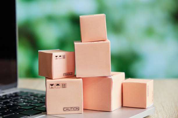 istock Warehouse management concept with checking the availability of goods remotely through the program 1285994896