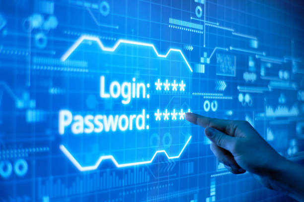 istock A hand presses on a futuristic login and password to enter display 1285994920