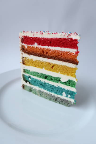 istock Piece of colorful Rainbow cake 1285995920