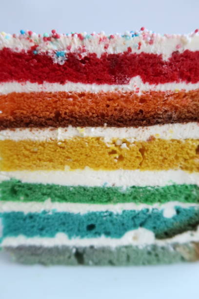 istock Piece of colorful Rainbow cake 1285995987