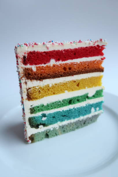 istock Piece of colorful Rainbow cake 1285996026