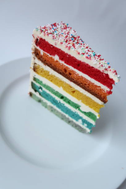 istock Piece of colorful Rainbow cake 1285996067