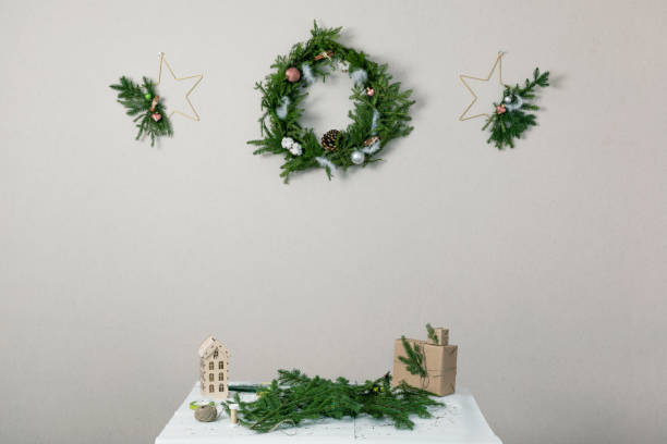 istock DIY Christmas packaging. Christmas gift boxes and decorations with fir branch. 1285997655