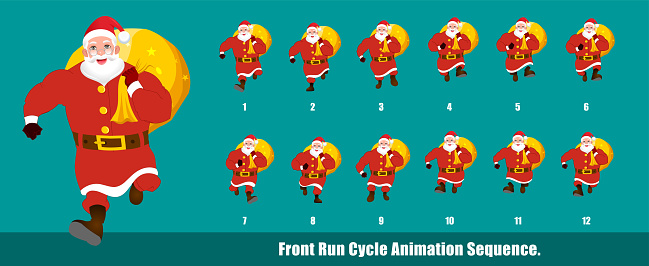 Christmas Santa Claus Walk Cycle Animation Stock Illustration - Download  Image Now - Adult, Bag, Business - iStock