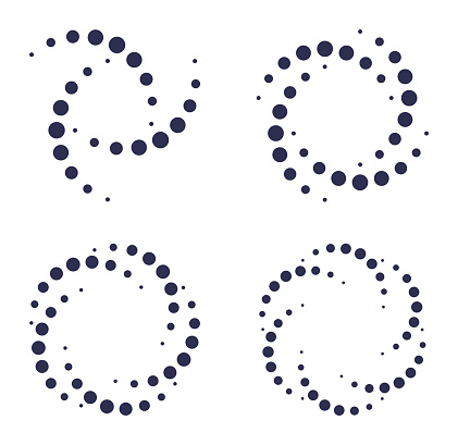 Spiral dot design element symbols.
