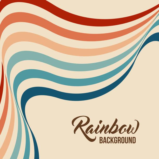 ilustrações de stock, clip art, desenhos animados e ícones de retrowave 80s art retro rainbow vector illustration background - light waving rainbow vector