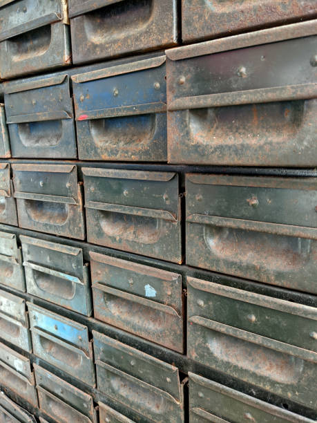 istock Industrial Cabinet Drawers All Rusty in an Engineers Workshop 1286006863