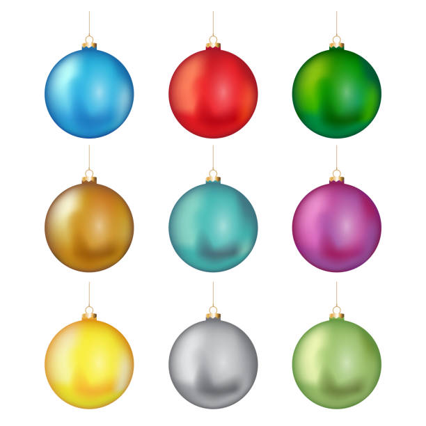 ilustrações, clipart, desenhos animados e ícones de bola de natal, ornamento em cores diferentes. vetor - white background luxury three dimensional shape blue