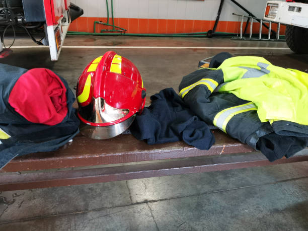 istock Close up portrait of protective work uniform lying in the bench 1286008049