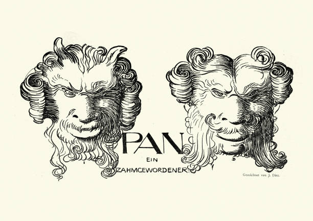 illustrations, cliparts, dessins animés et icônes de pan est devenu apprivoisé, jugendstil art - pan