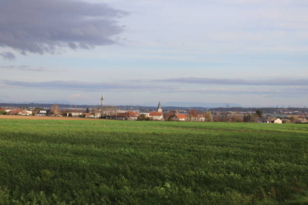 istock The town of Corbas seen from the fields 1286014440