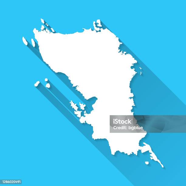 Samar Map Vector Samar Map With Long Shadow On Blue Background Flat Design Stock ...