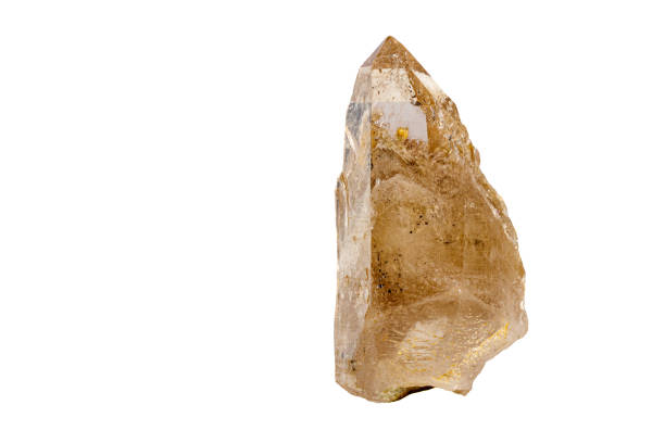 macro stone mineral smoky quartz on a white background close up
