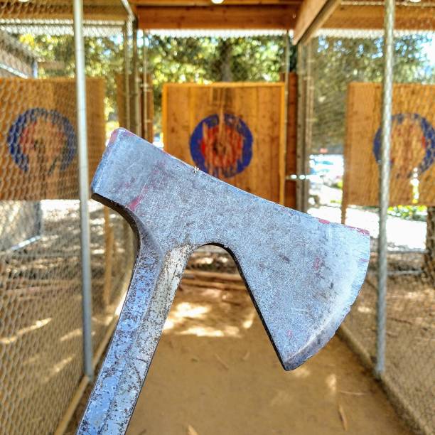 Aim Axe throwing axe throwing stock pictures, royalty-free photos & images
